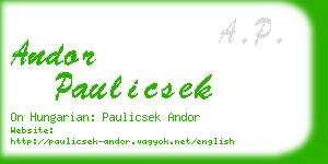 andor paulicsek business card